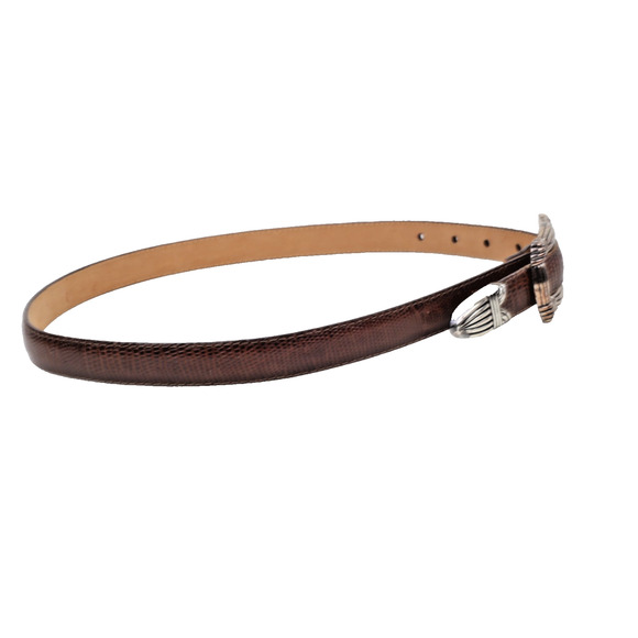 Vintage Brown Skinny Leather Belt Women’s Minimal Classic Size M main image 6